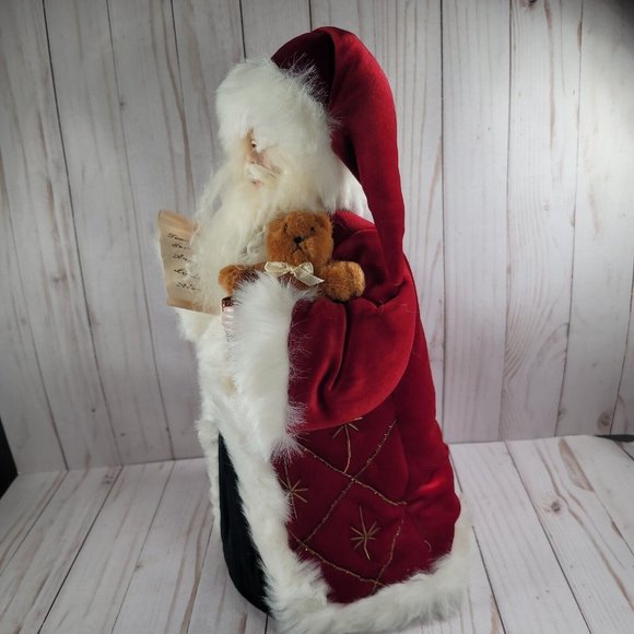 Traditions 16" Cloth and Porcelain Santa Centerpiece Holiday Decor - Picture 6 of 9